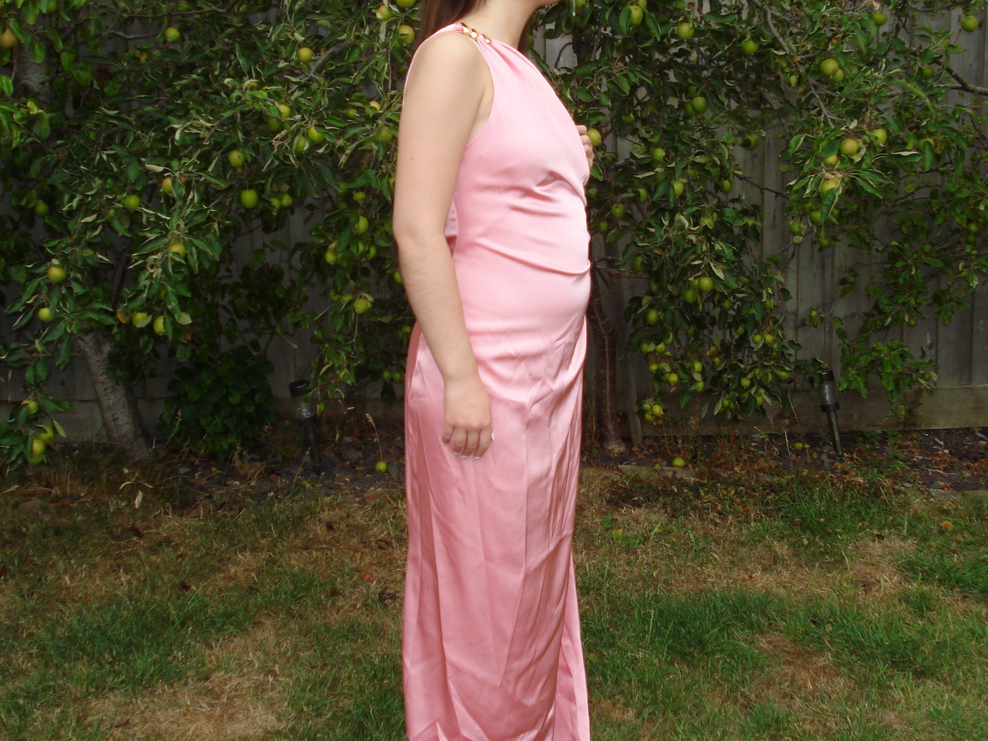 'Polly' One Shoulder Pink Satin Maxi Dress