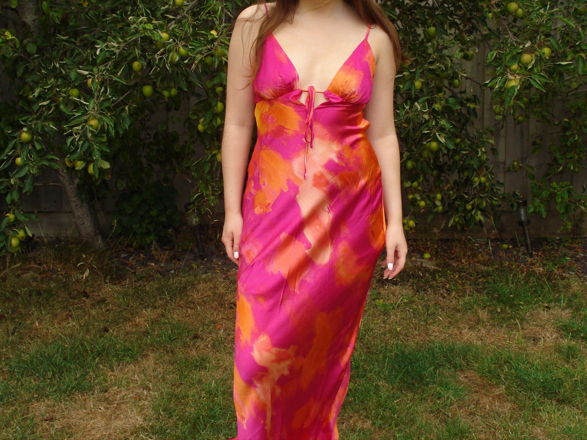 'Sydney' Watercolour Satin Maxi Dress