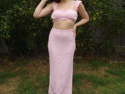 'Molly' Textured Milk Maid Top and Skirt Set