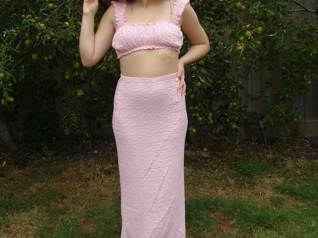'Molly' Textured Milk Maid Top and Skirt Set