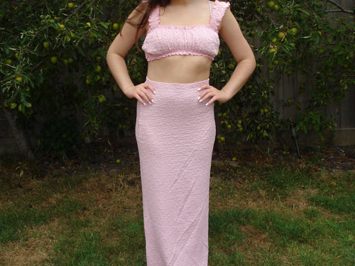 'Molly' Textured Milk Maid Top and Skirt Set