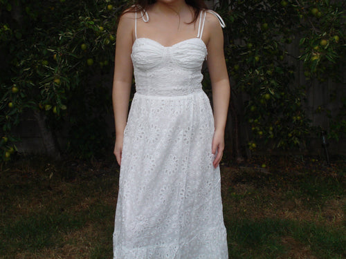 'Alice' Embroidery Floral Tie Strap Maxi Dress