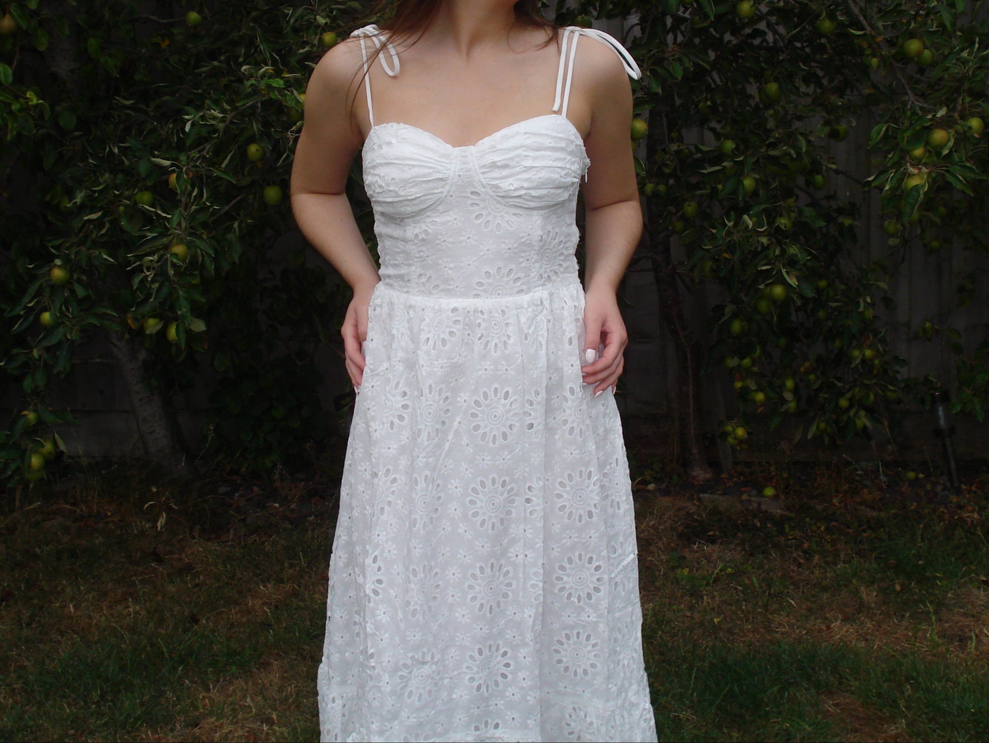 'Alice' Embroidery Floral Tie Strap Maxi Dress