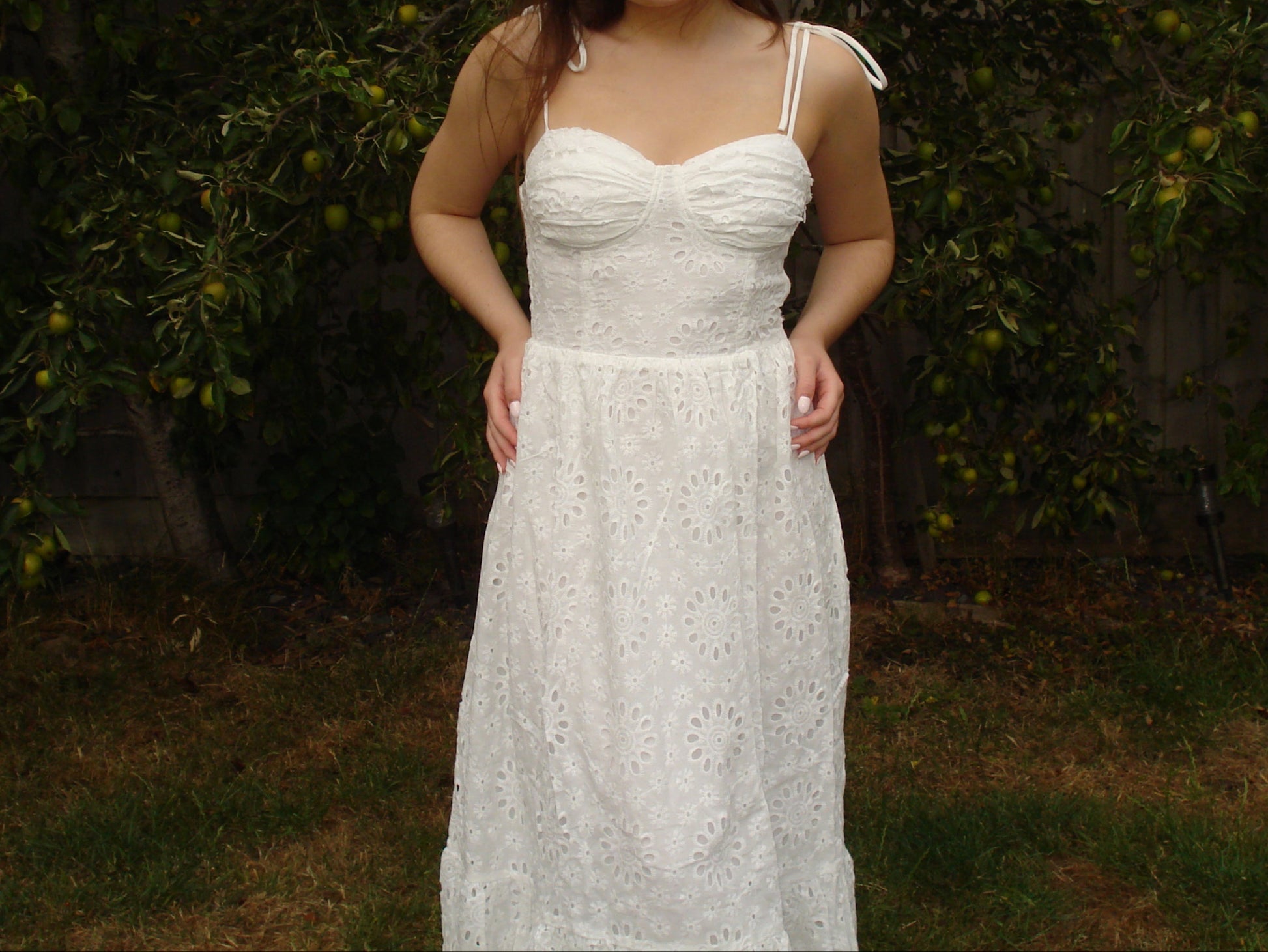 'Alice' Embroidery Floral Tie Strap Maxi Dress