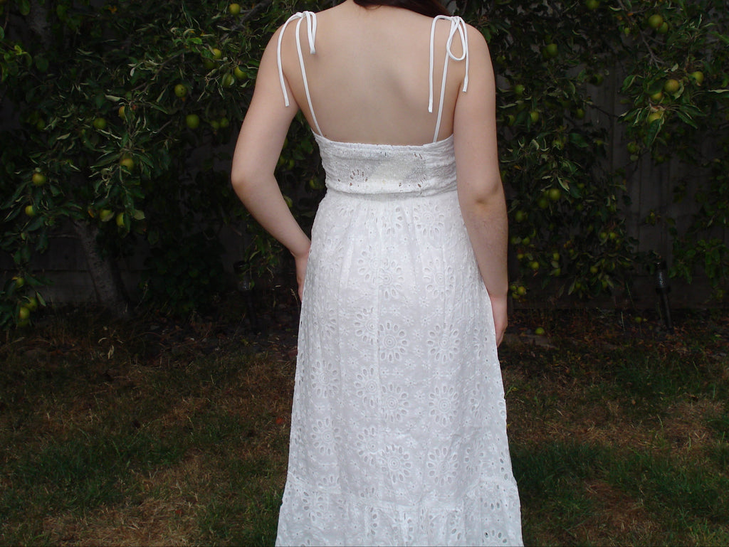 'Alice' Embroidery Floral Tie Strap Maxi Dress