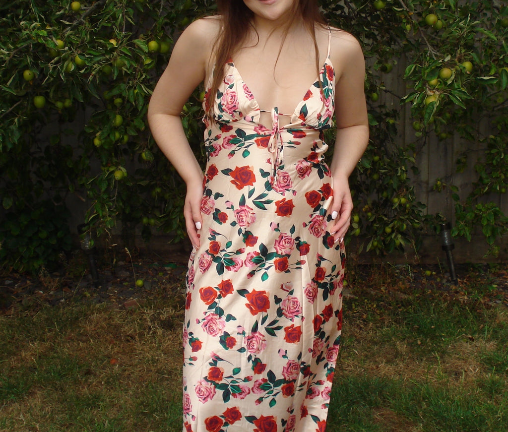 'Darcy' Rose Satin Maxi Dress