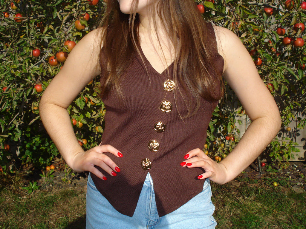 'Hazel' Fine Knit Floral Button Top