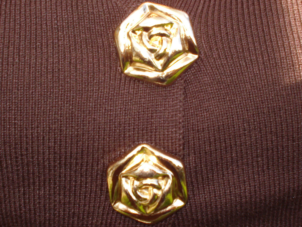 'Hazel' Fine Knit Floral Button Top